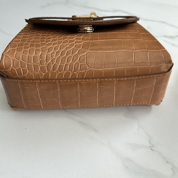 Tan Crocodile-Embossed Crossbody Bag - Picture 5 of 6